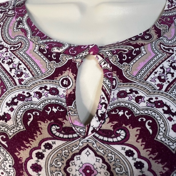 Ann Taylor Sleevless Damask-like Pattern in Pinks and Taupe, Peek-a-Boo Neck L - Picture 8 of 8